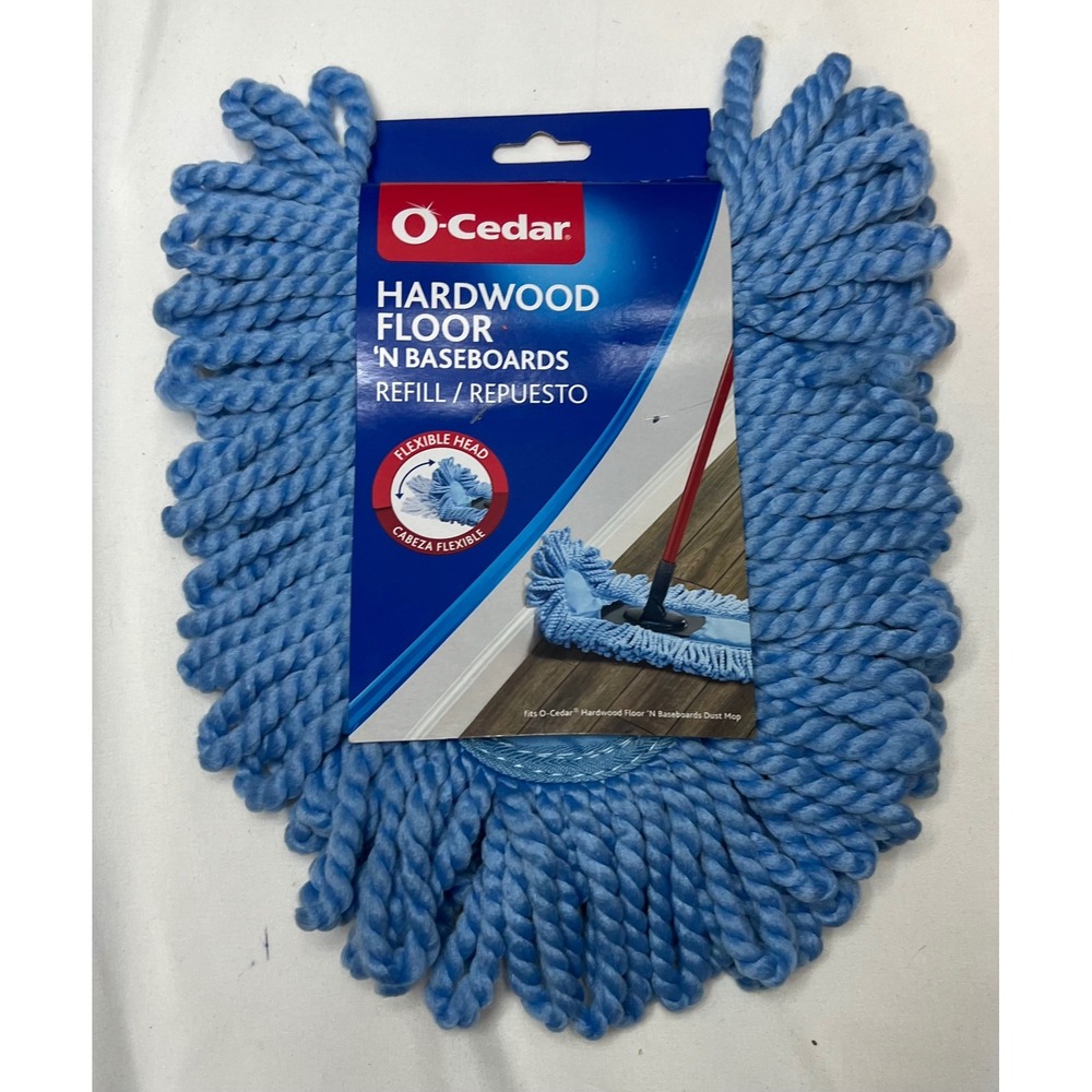 O-Cedar Hardwood Floor 'N Baseboards Mop Refill Blue Dust Mop Replacement Head